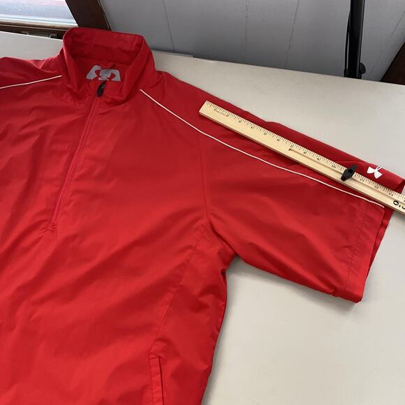 Under Armour Performance Golf Jacket Mens Large Red Short Sleeve 1/4 Zip Wind - Picture 7 of 14